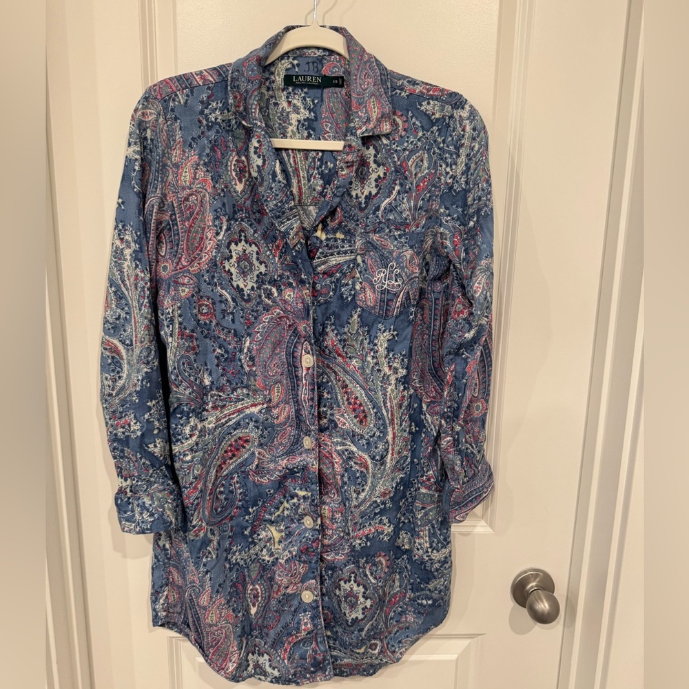 Ralph Lauren Multicolor Paisley Pajama Shirt